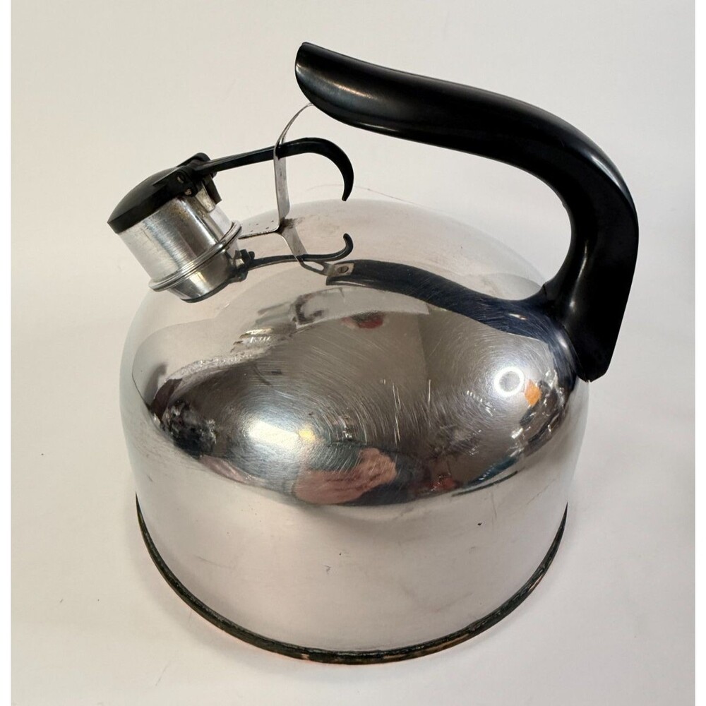 Vintage Revere Ware 1801 Whistling Tea Kettle Copper Bottom Rome NY USA-79